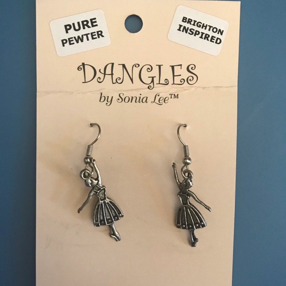 Pewter ballerina earrings